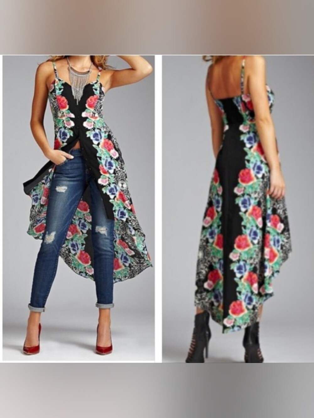 3/$20🎉 Guess floral high low button down dress